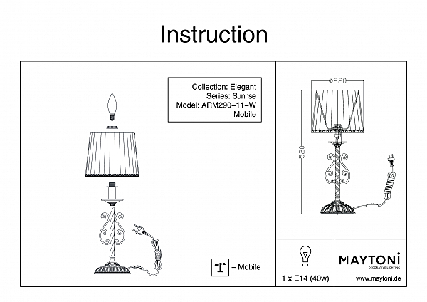 Настольная лампа Maytoni Sunrise ARM290-11-W