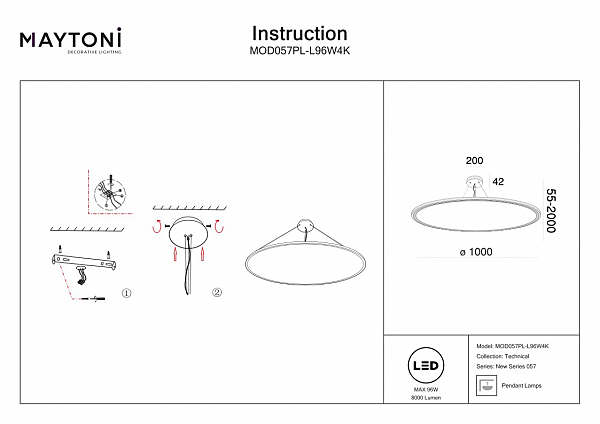 Подвесная люстра Maytoni Cosmos MOD057PL-L96W4K