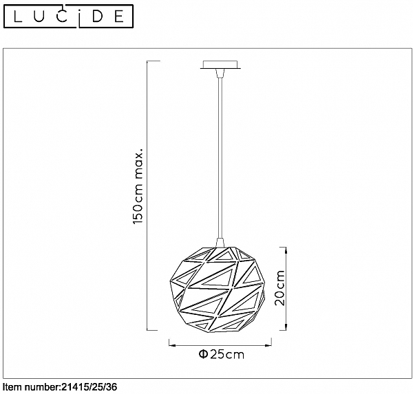 Светильник подвесной Lucide Malunga 21415/25/36