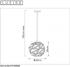 Светильник подвесной Lucide Malunga 21415/25/36