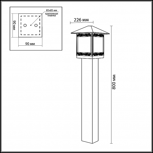 Уличный наземный светильник Odeon Light Novara 2644/1A