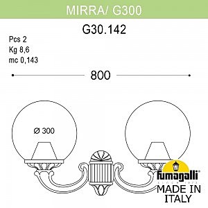 Уличный настенный светильник Fumagalli Globe 300 G30.142.000.AYE27