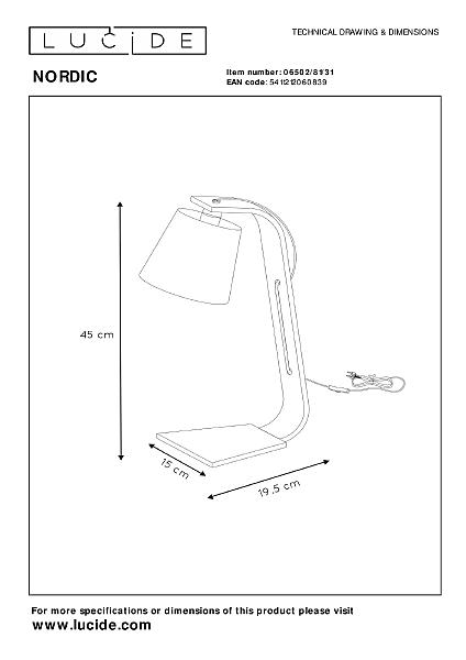 Настольная лампа Lucide Nordic 06502/81/31