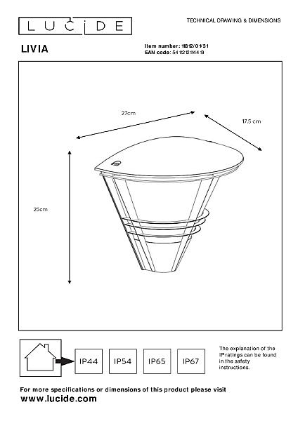 Уличный настенный светильник Lucide Livia 11812/01/31