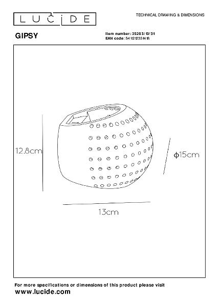 Настенное бра Lucide Gipsy 35203/13/31