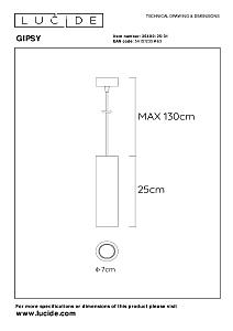 Светильник подвесной Lucide Gipsy 35400/25/31
