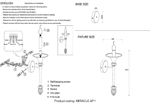 Настенное бра Crystal Lux Miracle MIRACLE AP1 GOLD