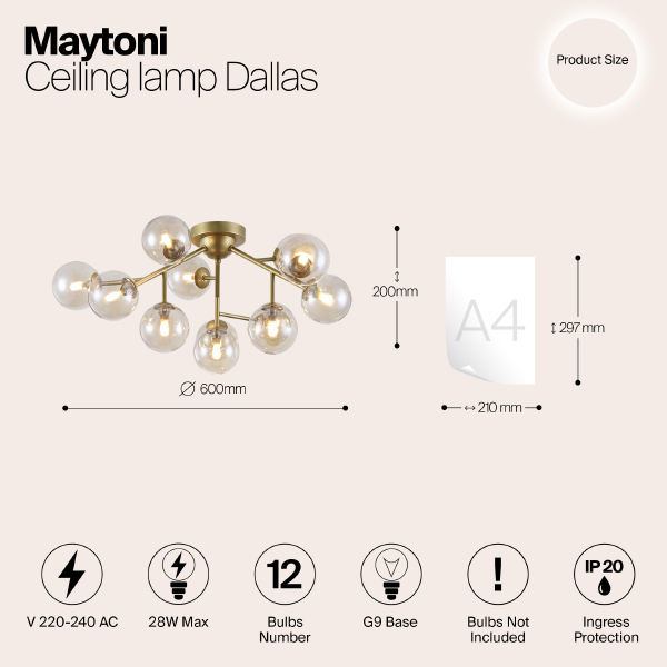 Потолочная люстра Maytoni Dallas MOD545PL-12G