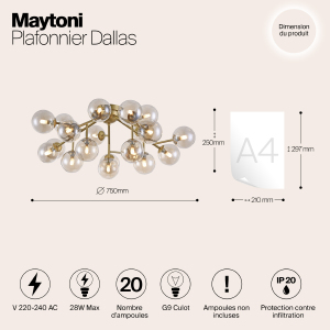 Потолочная люстра Maytoni Dallas MOD545PL-20G