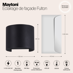 Уличный LED настенный светильник Maytoni Fulton O573WL-L6B