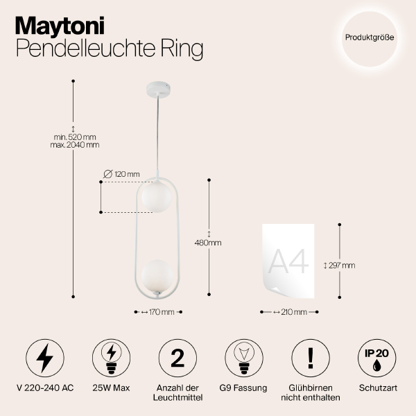 Светильник подвесной Maytoni Ring MOD013PL-02W