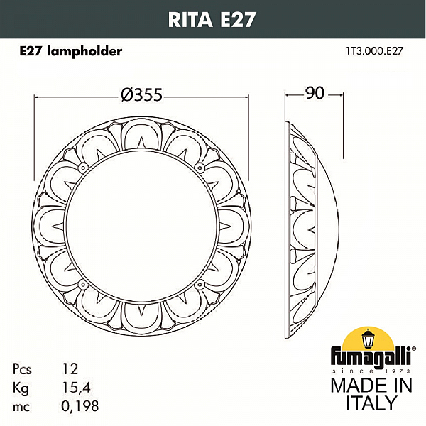 Уличный настенный светильник Fumagalli Rita 1T3.000.000.AYE27