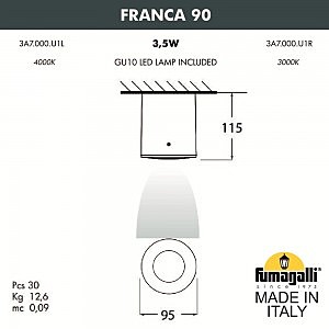 Уличный потолочный светильник Fumagalli Franca 90 3A7.000.000.LXU1L