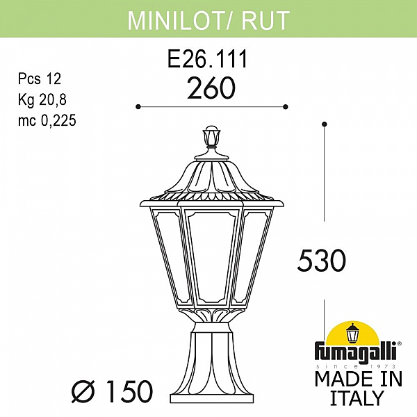 Уличный наземный светильник Fumagalli Rut E26.111.000.BYF1R