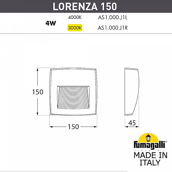 Подсветка для ступеней Fumagalli Lorenza AS1.000.000.WXJ1L