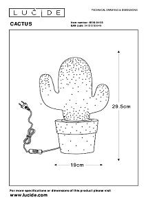 Детский ночник Lucide Cactus 13513/01/33