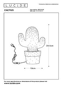 Детский ночник Lucide Cactus 13513/01/68