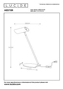 Настольная лампа Lucide Hester 19600/01/30
