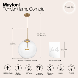 Светильник подвесной Maytoni Cometa MOD056PL-L12G3K