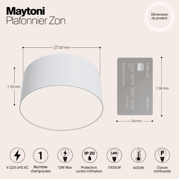 Потолочный светодиодный светильник Maytoni Zon C032CL-L12W4K