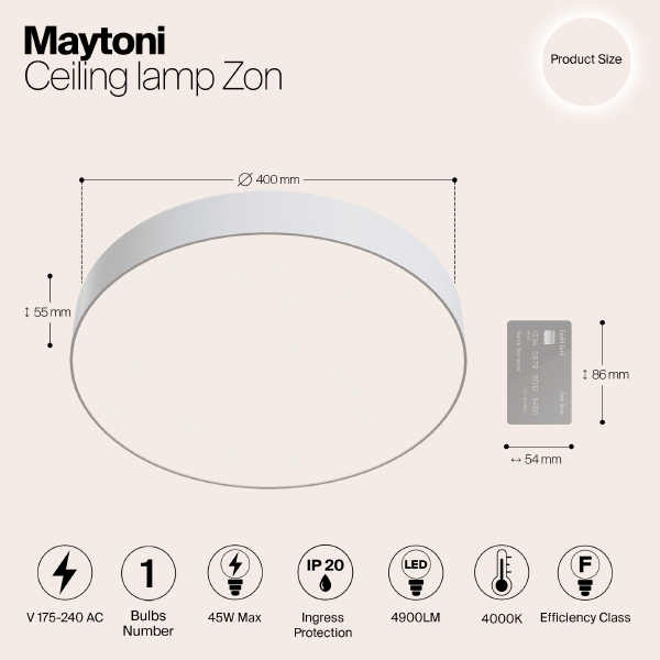 Потолочный светодиодный светильник Maytoni Zon C032CL-L48W4K