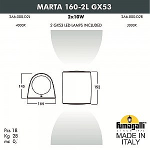 Уличный настенный светильник Fumagalli Marta 2A6.000.000.WXD2L