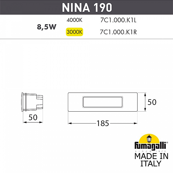Подсветка для ступеней Fumagalli Nina 7C1.000.000.BYK1L