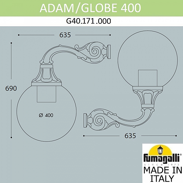 Уличный настенный светильник Fumagalli Globe 400 G40.171.000.AYE27