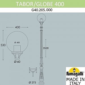 Столб фонарный уличный Fumagalli Globe 400 G40.205.000.AYE27