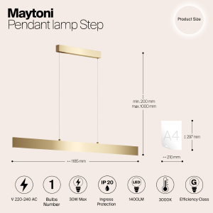 Светильник подвесной Maytoni Step P010PL-L30G3K