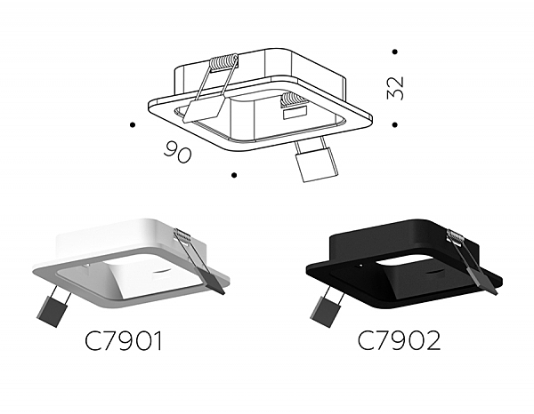 Корпус светильника встраиваемый для насадок 70*70mm Ambrella Diy Spot C7902