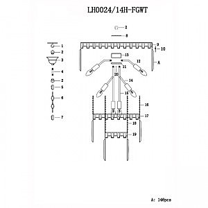 Подвесная люстра Lumien Hall Nara LH0024/14H-FGWT