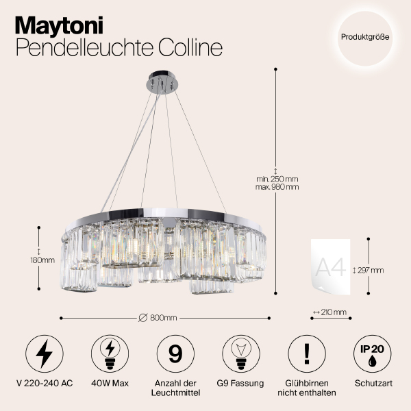 Подвесная люстра Maytoni Colline MOD083PL-09CH