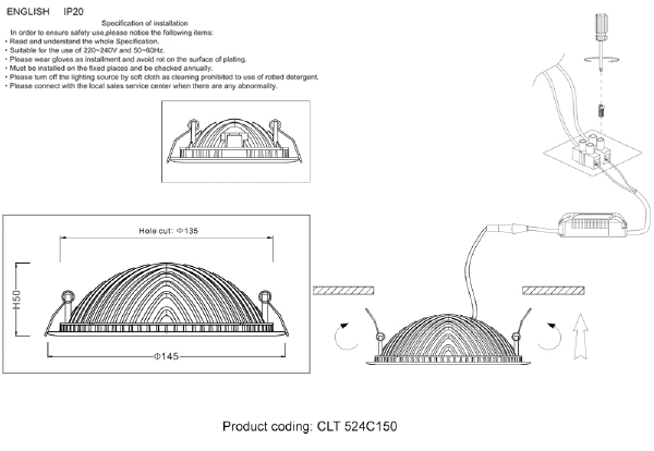 Встраиваемый светильник Crystal Lux Clt 524 CLT 524C150 WH