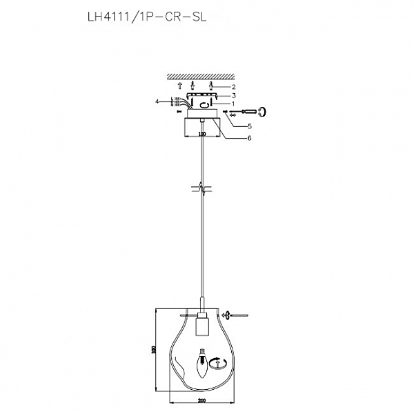 Светильник подвесной Lumien Hall Nertus LH4111/1P-CR-SL