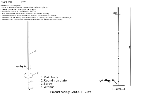 Торшер Crystal Lux Largo LARGO PT25W GOLD