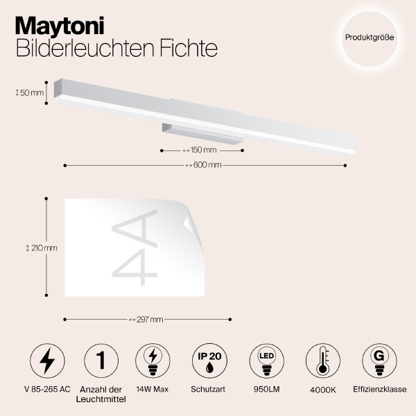 Подсветка зеркал и полок Maytoni Fichte MIR012WL-L14W4K