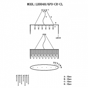 Подвесная люстра Lumien Hall Dzhillian LH0048/6PO-CR-CL