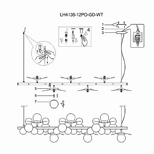 Подвесная люстра Lumien Hall Ilmari LH4136/12PO-GD-WT