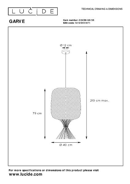 Светильник подвесной Lucide Garve 03436/40/33
