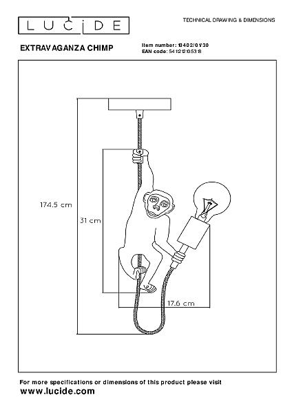 Светильник подвесной Lucide Extravaganza Chimp 10402/01/30