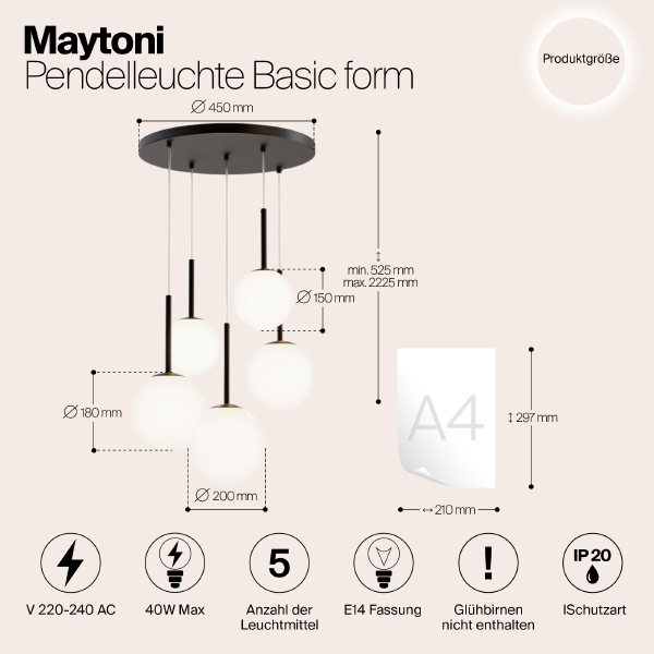 Светильник подвесной Maytoni Basic form MOD321PL-05B