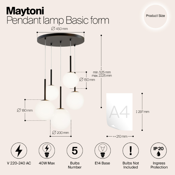 Светильник подвесной Maytoni Basic form MOD321PL-05B