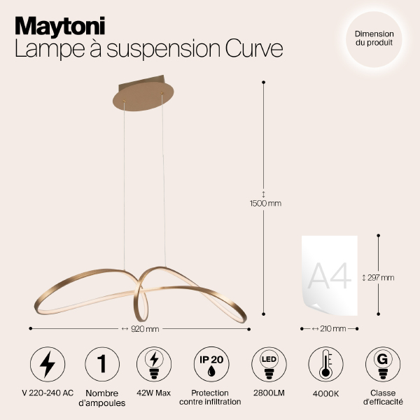 Подвесная люстра Maytoni Curve MOD156PL-L52G4K