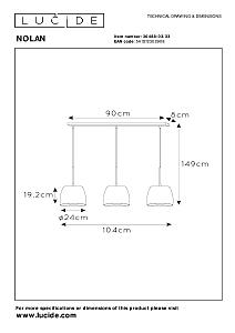 Светильник подвесной Lucide Nolan 30488/03/33