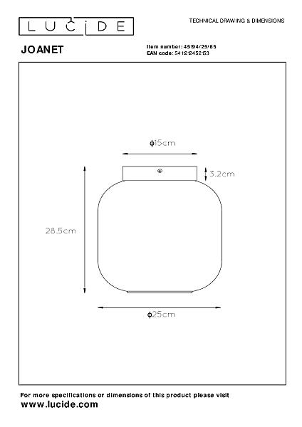 Светильник потолочный Lucide Joanet 45194/25/65