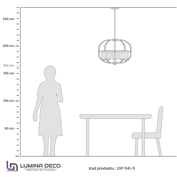 Люстра на штанге Lumina Deco Monterey LDP 1141-5 BK+MD