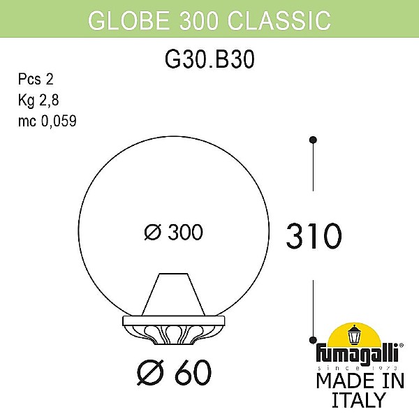 Консольный уличный светильник Fumagalli Globe 300 G30.B30.000.WYF1R