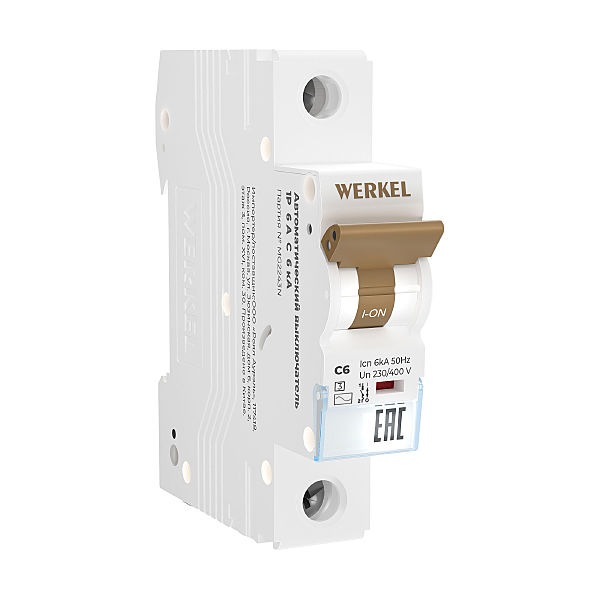 Автоматический выключатель Werkel W901P066 / Автоматический выключатель 1P 6 A C 6 кА