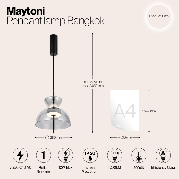 Светильник подвесной Maytoni Bangkok MOD185PL-L6B3K5
